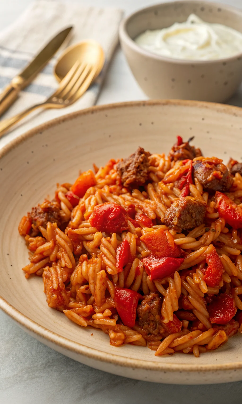 Orzo met kip en tzatziki